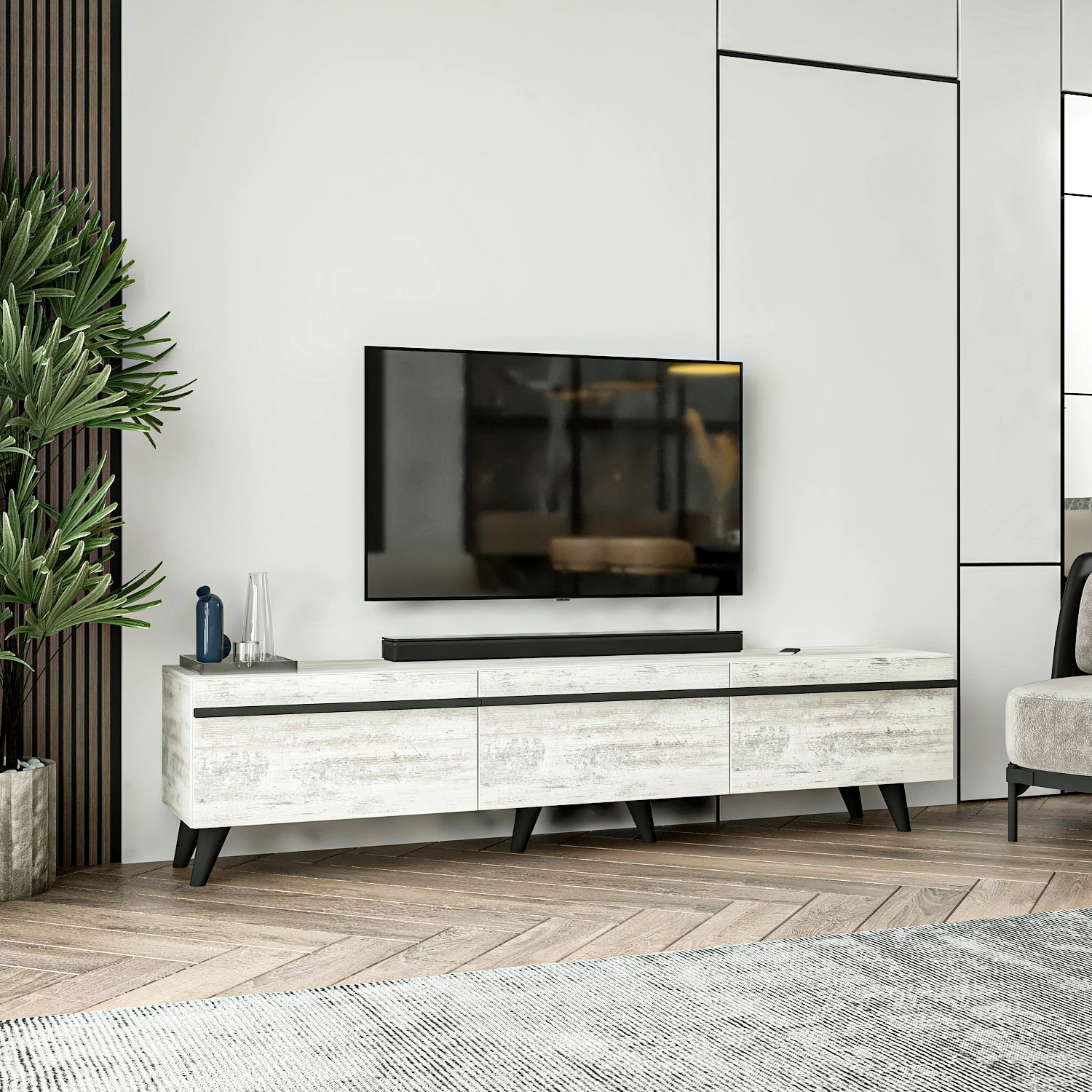 Komodë TV Hanah Home, Amsterdam, ngjyrë kristali