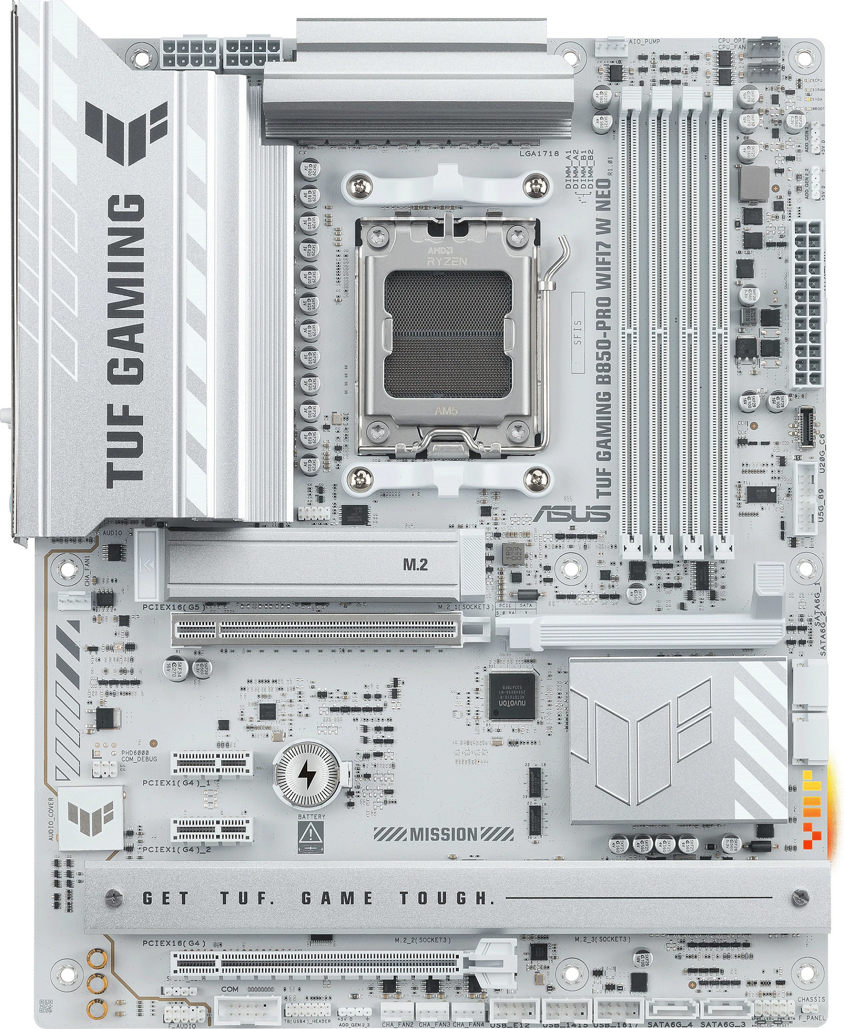 Pllakë amë ASUS TUF GAMING B850-PRO WIFI7 W NEO, Socket AM5, DDR5 256GB, Wi‑Fi 7, e bardhë