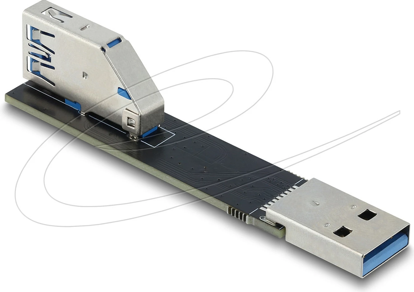 Adapter USB DeLOCK, USB Type-A mashkull në USB Type-A femër, 90°, 10 Gbps, i zi