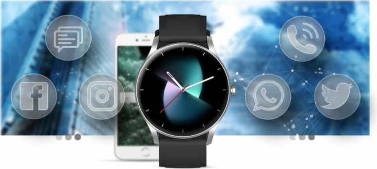 Smartwatch Gravity për femra, zi-e argjendtë