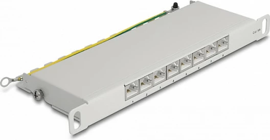 Patch panel DeLOCK 10" Cat.6A, 8 porta, 0.5U, gri