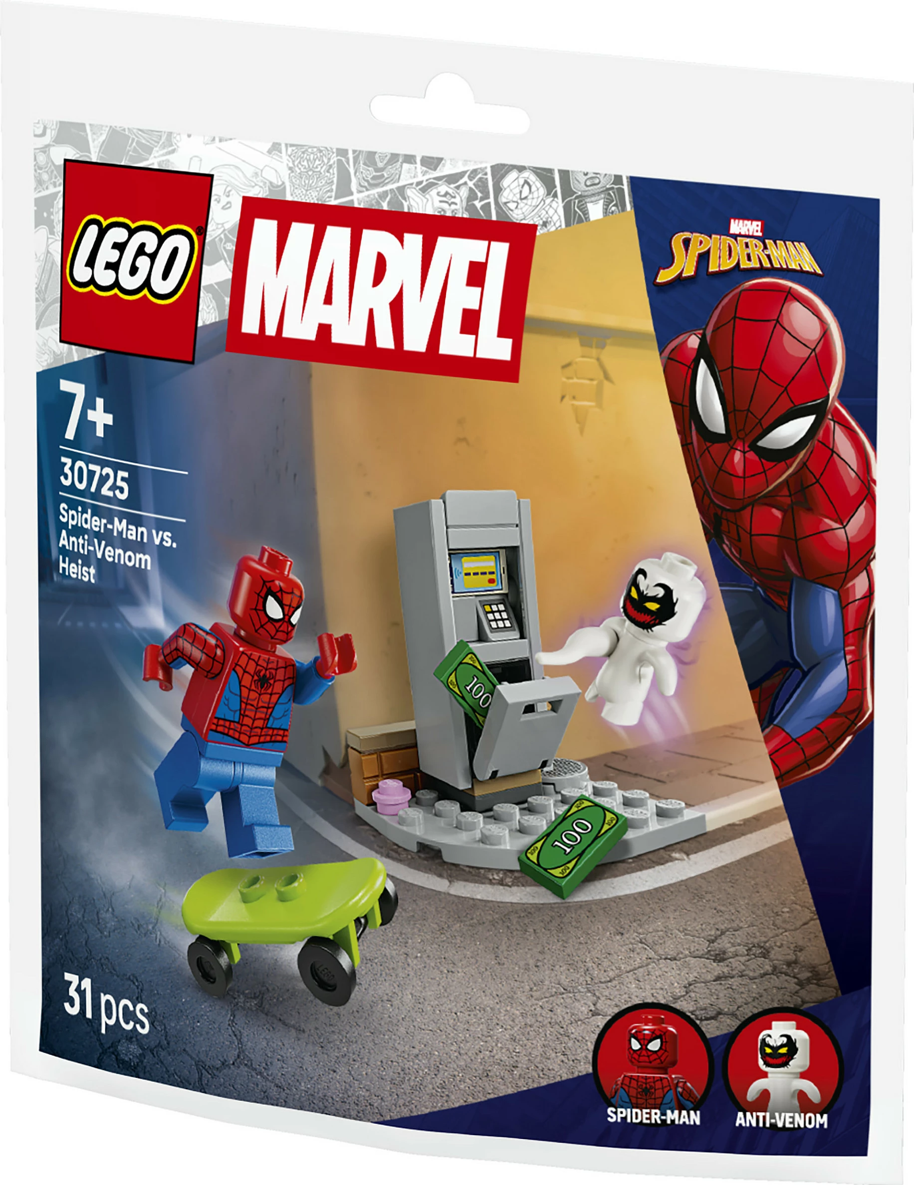 Set ndërtimi LEGO Marvel Spider-Man vs. Anti-Venom Heist 30725, 31 copë, shumëngjyrësh