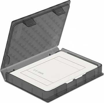 Kuti mbrojtëse DeLOCK për HDD/SSD 2.5", plastike, 105x80x15 mm, gri