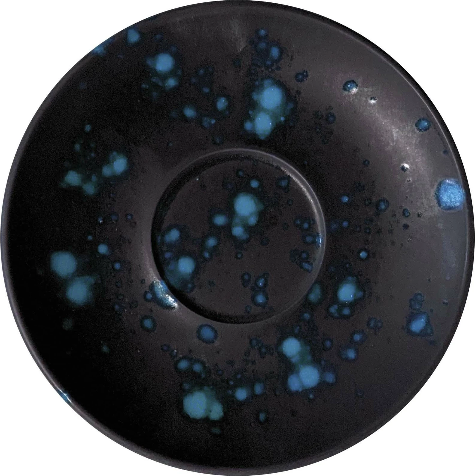 Pjatë nënfilxhani cappuccino Fine Dine Flora 160 mm, e zezë me pika blu, set 6 copë