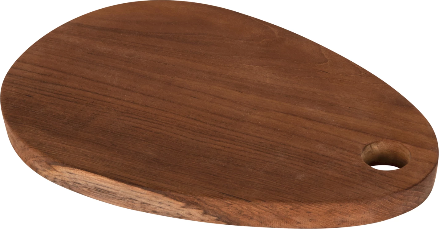 Dërrasë prerëse për kuzhinë, dru tik, ngjyrë natyrale, me vrimë për varje, FH4288, 20,5x30,5x2H cm