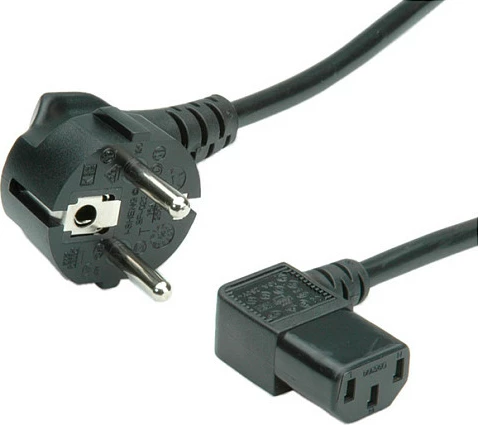 Kabllo rryme ROLINE IEC C13 (angled) 1.8m, CEE7/7, 250V 10A, e zezë