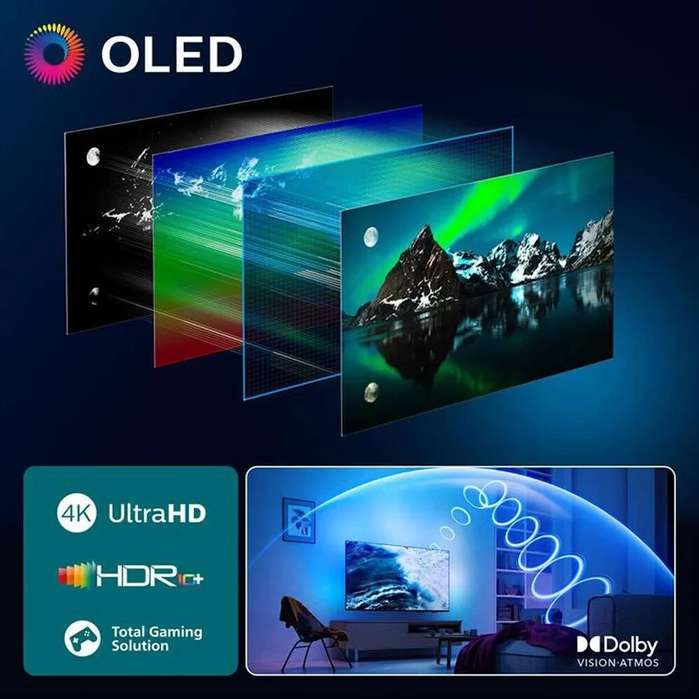 TV, Philips, 65OLED820/12, 65" OLED 4K UHD, Google TV, Ambilight, 144 Hz