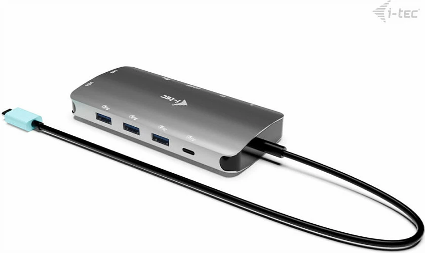 Docking station I-Tec USB-C Metal Nano, 3x monitor (DP/HDMI/VGA), 100W PD, argjendtë