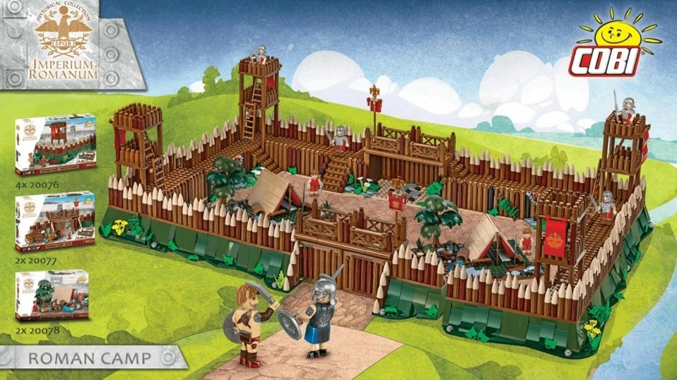 Set blloqesh ndërtimi, Cobi, COBI-20077 Roman Camp Gate, 591 elemente, 2 figurina + 2 qe, 8+