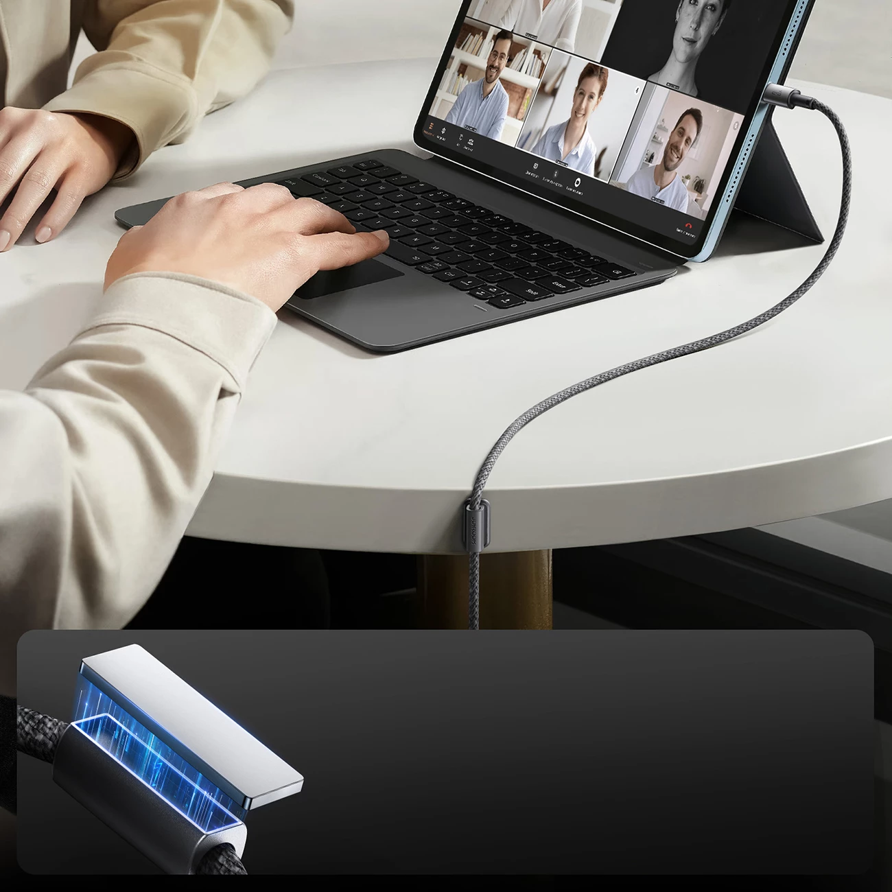 Kabllo Joyroom S-A50 Unlimited Series, USB-A në USB-C, 1.2m, 3A, me organizues magnetik, Gri