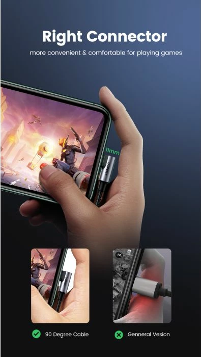 Kabllo spiral USB-C në Lightning UGREEN MFi 60764 1.5m 18W e zezë, box