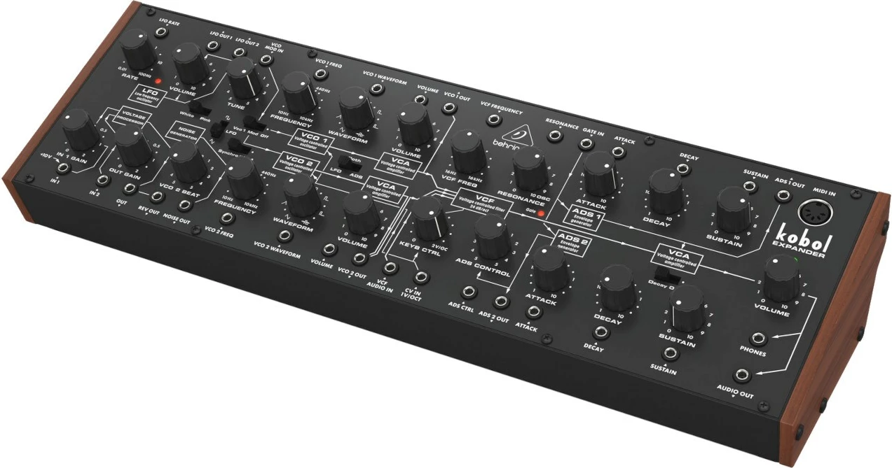 Sintetizator analog gjysmë-modular Behringer Kobol Expander, i zi
