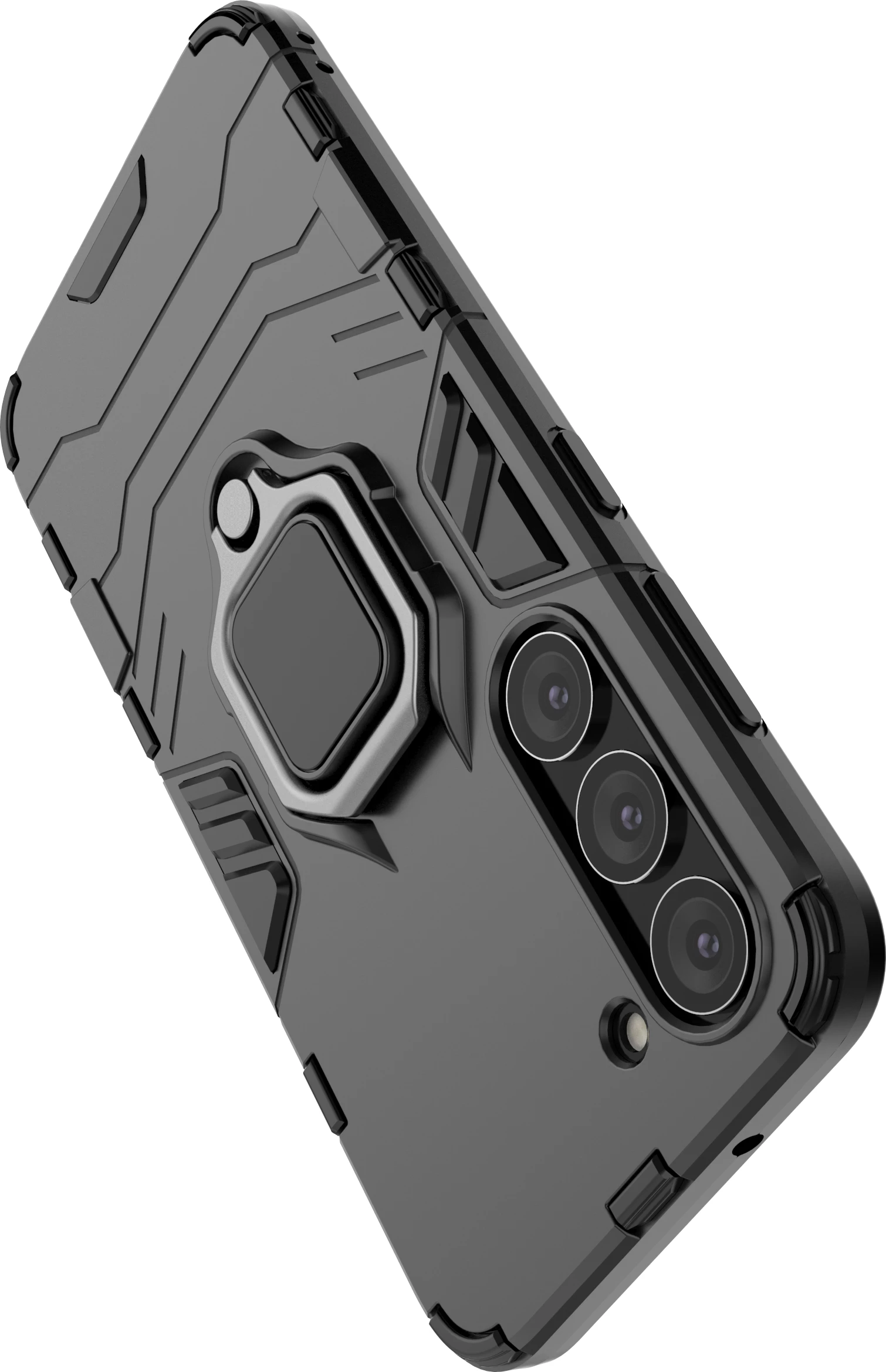 Mbështjellës Hurtel Ring Armor për Samsung Galaxy S23, me unazë metalike, i zi