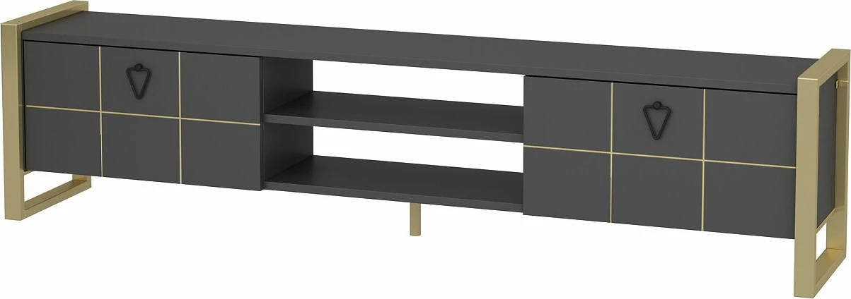Komodë TV Skye Decor, Mila, antracit dhe ar