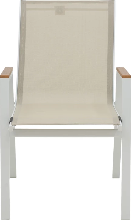 Tavolinë me karrige Synergy-Azelie set prej 3 copë ngjyrë e bardhë alumini dhe dru i përpunuar ngjyrë natyrale 80x80x74cm