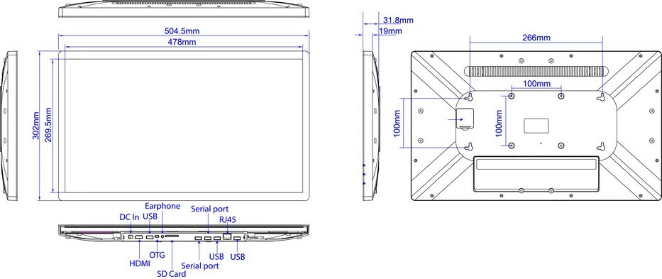 Panel digjital ALLNET ALLPRO21RK3399A11POEV2, 21.5", LCD, Full HD, Wi-Fi