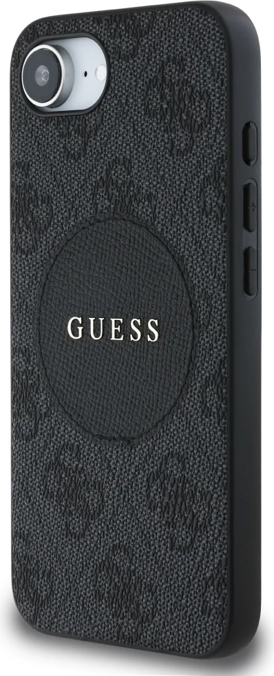 Mbështjellës Guess 4G Circle Classic Logo MagSafe për iPhone 16e, i zi