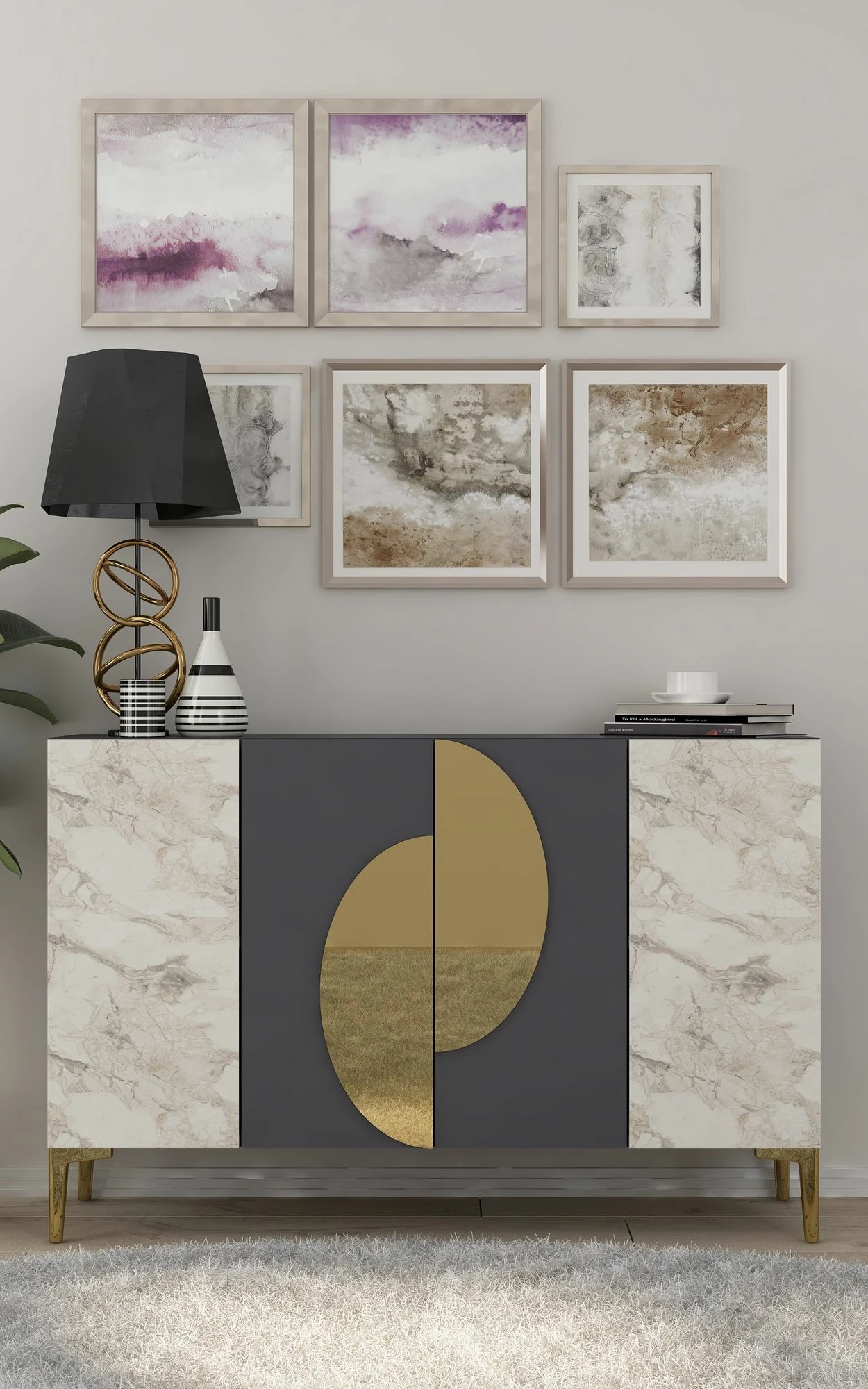 Konsol Skye Decor, Afra KM120, antracit, mermer Ephesus, ari