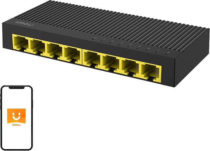 Switch, IMOU SG108C, 8 porta RJ45 gigabit, pa menaxhim, Plug & Play