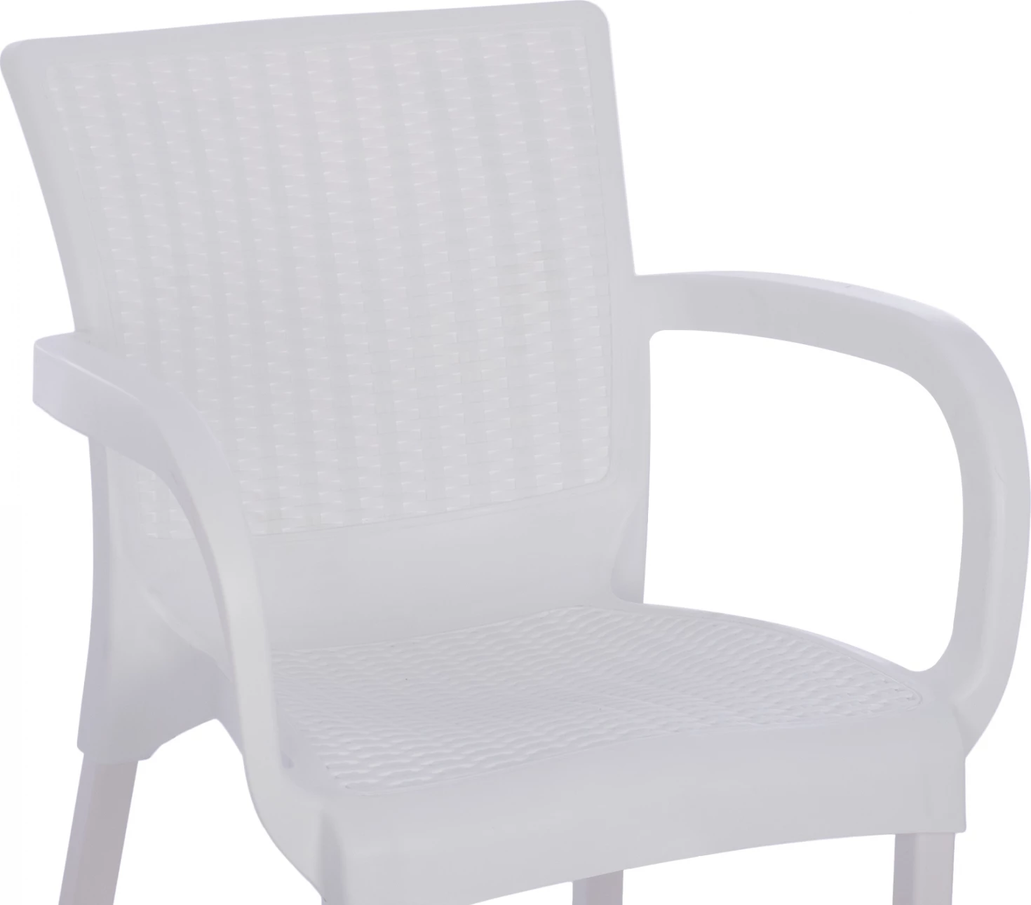Karrige e bardhë polipropileni rattan, këmbë alumini, FH5591.01, 60x60x82 cm