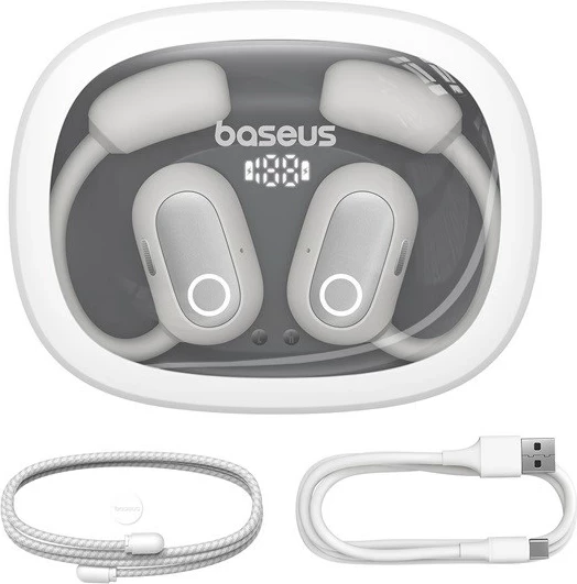 Kufje Baseus Eli Fit Open-Ear, Wireless, Bluetooth, USB Type-C, Bardhë