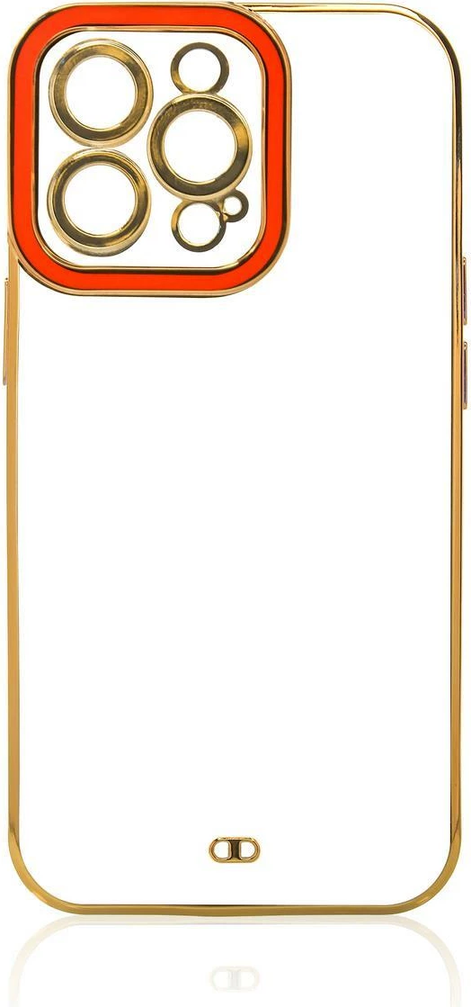 Mbështjellës Hurtel për iPhone 12 Pro Max, kornizë ari, i kuq