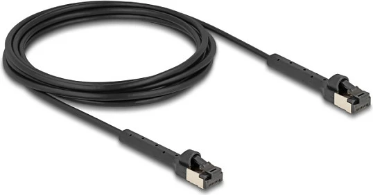 Kabllo rrjeti DeLOCK Cat8.1 RJ45 Slim 3m, 40Gbps, konektorë këndorë, e zezë