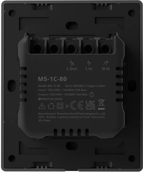 Kasë inteligjente Sonoff M5-1C-80, 1 kanal, WiFi, grafit