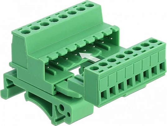 Bllok terminal DeLOCK 66081, montim në shinë DIN 35 mm, 8-pin, 320 V, i gjelbër
