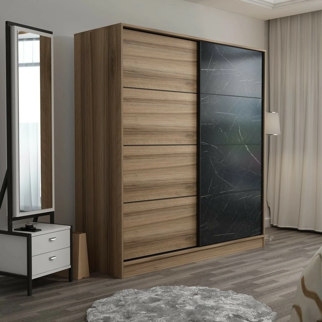 Dollap Skye Decor, dore, 220x210x60cm, 6 pjesë