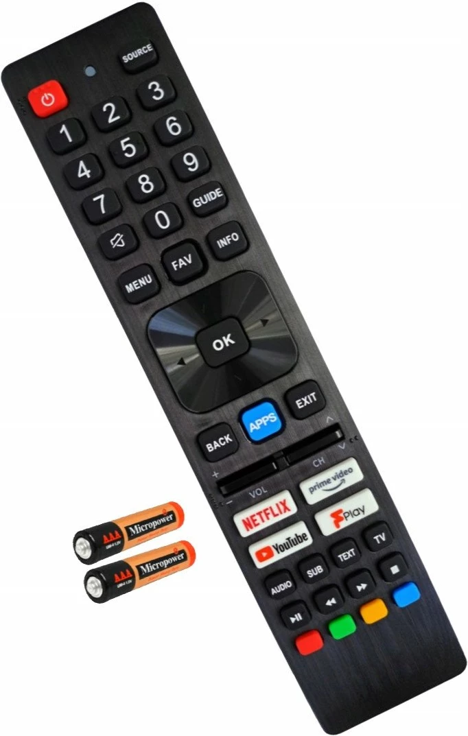 Telekomandë TV universale Lamex LXP0140N për Sharp, me butona Netflix/Prime/YouTube, IR, e zezë, me 2 bateri