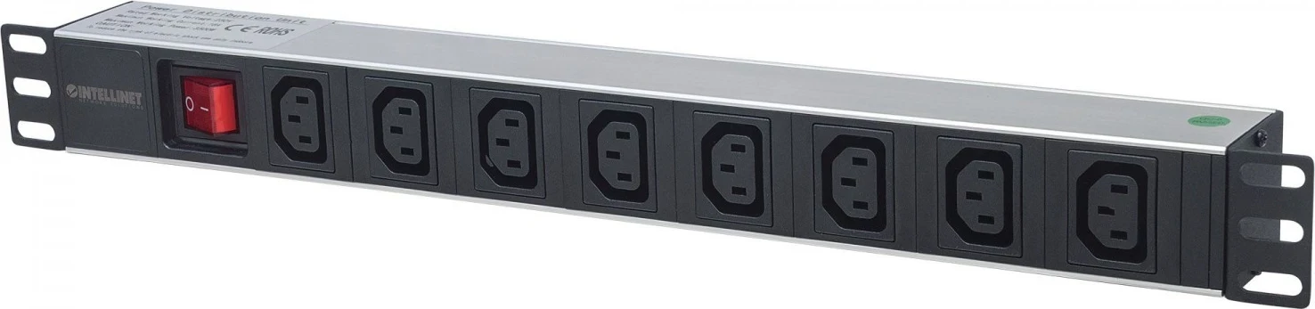 PDU Rack 1U Intellinet me ndërrues, zi-argjendtë