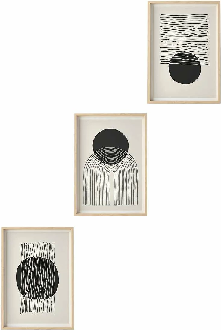 Pikturë dekorative me kornizë MDF (3 copë), Wallity, Huhu213, 50x35cm