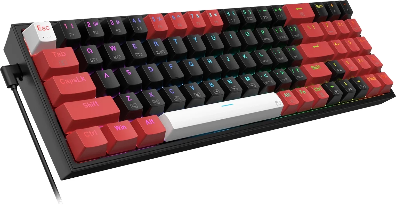 Tastierë mekanike Redragon Pollux K628RGB Pro 75% (78 taste), RGB, Outemu Red, USB-C/2.4GHz/Bluetooth