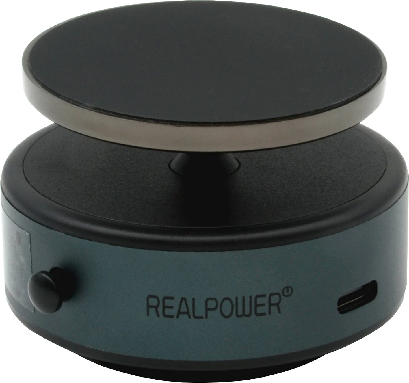 Mbajtëse për celular RealPower MH-1, magnetike, karikim wireless, USB-C, e zezë