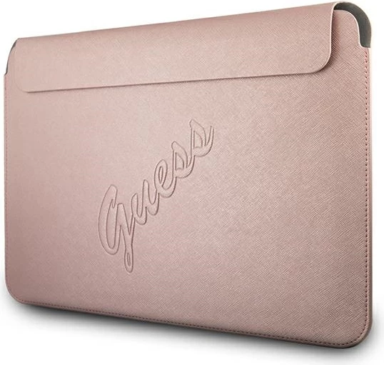 Mbështjellës Guess Saffiano Script për laptop 13", rozë