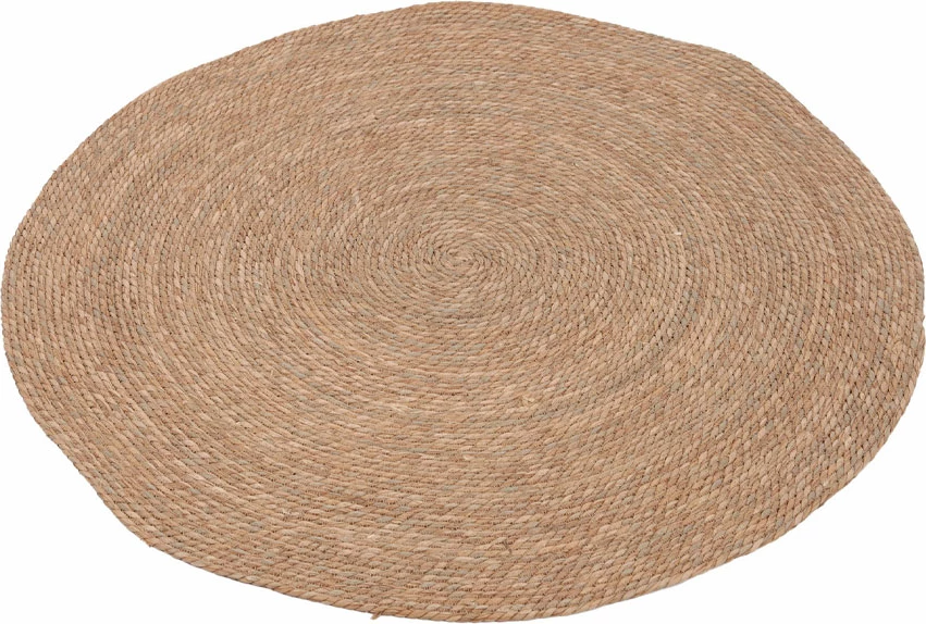 Qilim i rrumbullakët Thasos, prej bari deti, natyral, 150x150cm