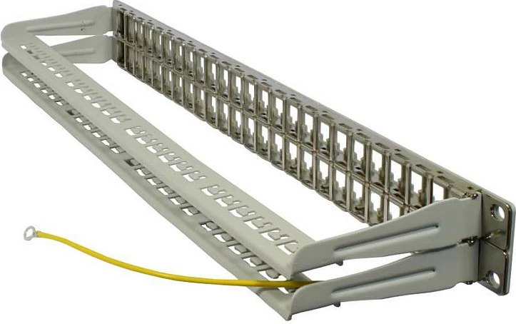 Patch panel Synergy21 Keystone 19", 48 porta TP/Keystone, 1U, gri e çelët