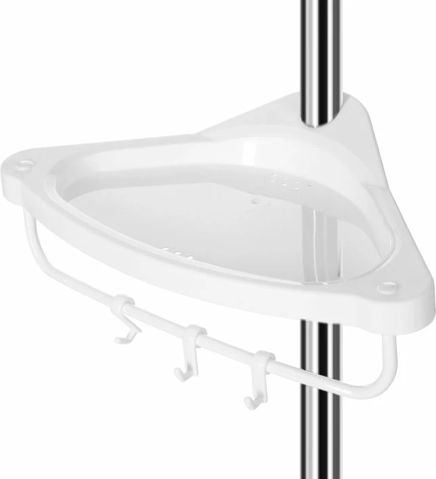 Raft qoshe për banjo SONGMICS BCB02SW, teleskopik 95-300 cm, 4 tabaka, 3 grepa, shufër peshqiri, e bardhë/argjendtë