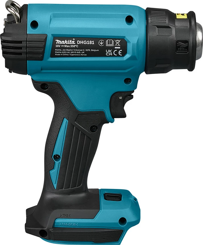 Pistoletë termike Makita DHG181ZK, 18V Li-Ion, 4 gryka, me valixhe, zi/jeshile