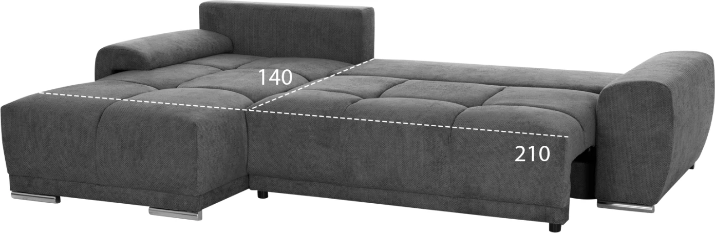 Kënd-sofë shtrati majtas COMFYRA, material gri, FH3336.01L, 270x181x75cm