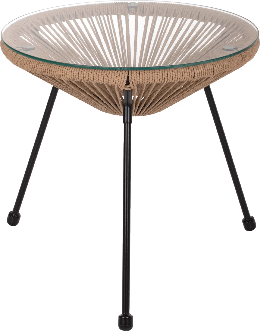 Tavolinë anësore profesionale ALLEGRA, këmbë metalike të zeza, ratan natyral, FH5873.01, D47Χ45Hcm