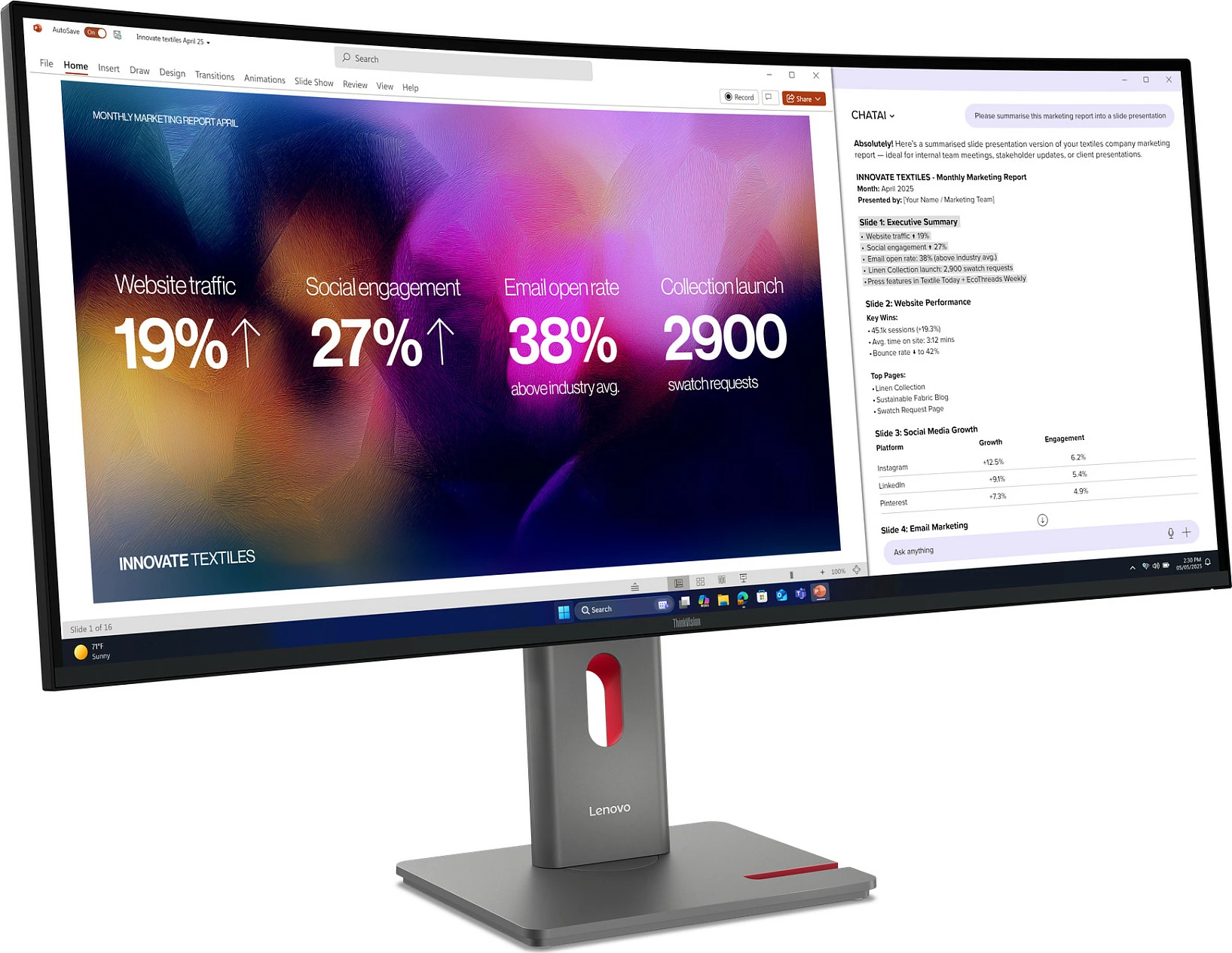 Monitor Lenovo ThinkVision P40WD-40, 39.7", WUHD 5120x2160, LED, Eclipse Black