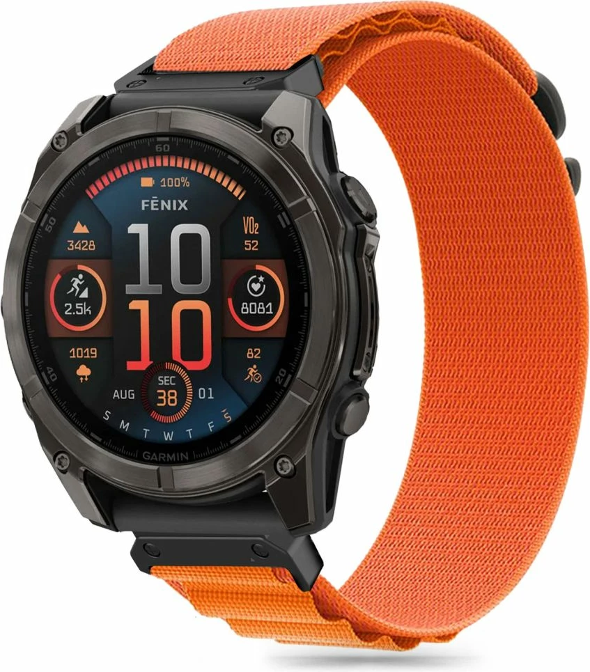 Rrip najloni për smartwatch Tech-Protect Nylon Pro, për Garmin Fenix 5X/5X PLUS/6X/6X Pro/7X/8 (51mm), Portokalli