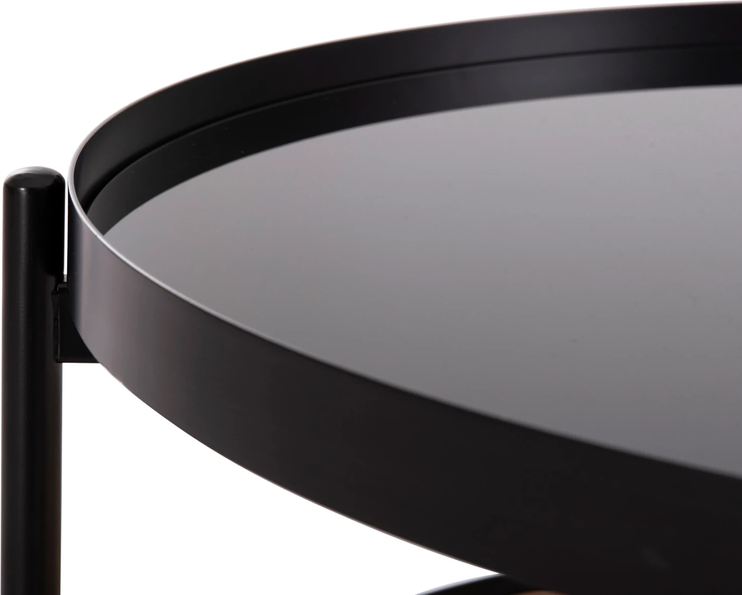 Tavolinë kafeje SEITZ FH18030, sipërfaqe xhami, metal-ratan, Φ80x45Hcm