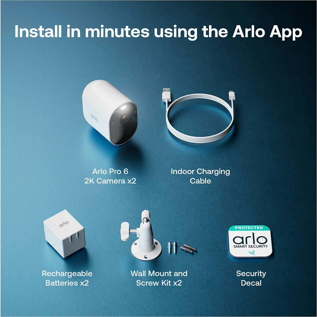Kamerë sigurie ARLO Pro 6 2K+ (x2), IP Outdoor, Wired & Wireless, 160°, Night Vision me ngjyra, e bardhë