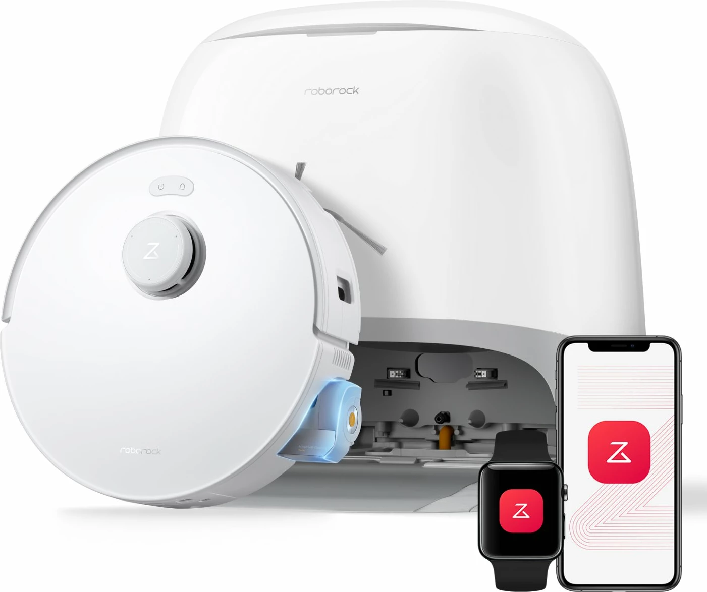 Fshesë robotike Roborock Qrevo Curv 2 Flow QC2F02-00 20000Pa me fshirje dhe stacion zbrazjeje, e bardhë