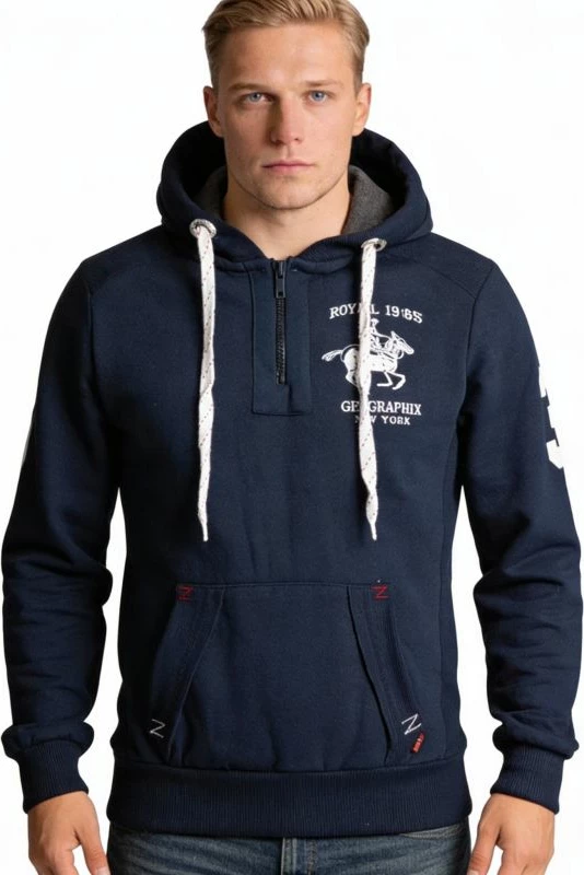 Duks me kapuç për meshkuj Geographical Norway, navy blue [Madhësia: M]