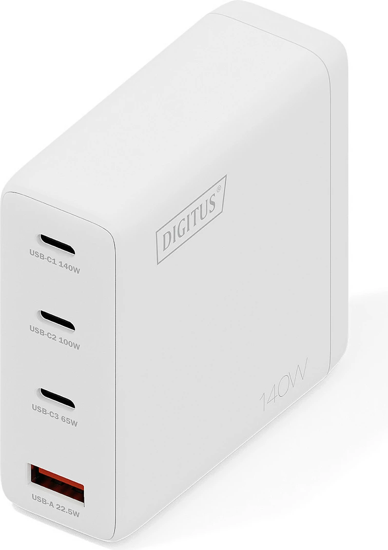 Karikues USB Digitus GaN 140W, 3x USB-C, 1x USB-A, i bardhë