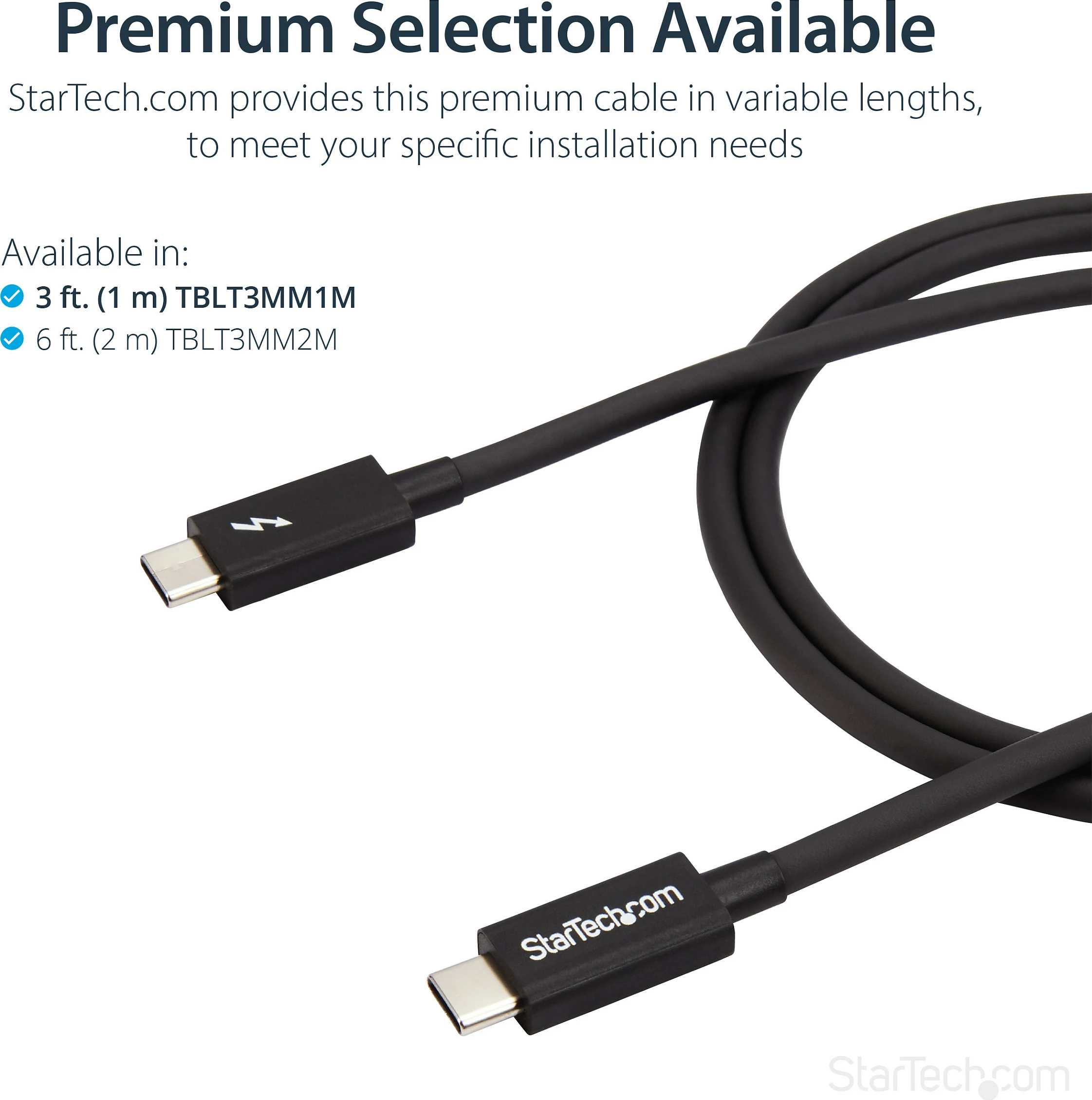 Kabllo Thunderbolt 3 USB-C StarTech TBLT3MM1M, 1m, 20Gbps, 4K 60Hz, e zezë
